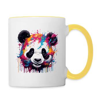 Panda / Animal / Zoo / Bamboo / Wild / Childlike - Contrasting Mug - white/yellow - Right