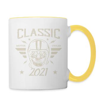 Klassisches Vintage-Geburtstagsgeschenk aus dem Jahr 2021 - Tasse zweifarbig - Weiß/Gelb - Rechts