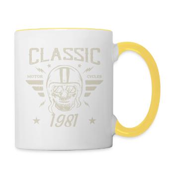 Vintage Classic Birthday Gift Born in 1981 - Contrasting Mug - white/yellow - Right