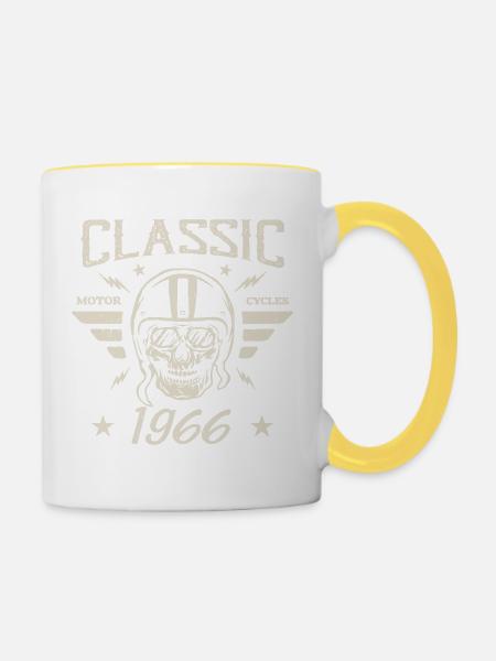 Klassisches Vintage-Geburtstagsgeschenk aus dem Jahr 1966 - Tasse zweifarbig - Weiß/Gelb