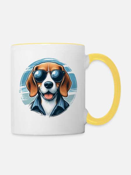 Beagle Das Modell - Tasse zweifarbig - Weiß/Gelb