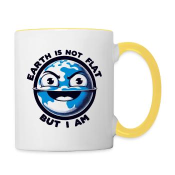Flat Earth Humor: Satire & Ironic Jokes - Contrasting Mug - white/yellow - Right
