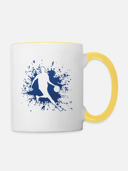 Streetball - Tasse zweifarbig - Weiß/Gelb
