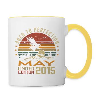 Mai 2015 Geburtstag Mai 2015 Geschenk 2015 Mai - Tasse zweifarbig - Weiß/Gelb - Rechts