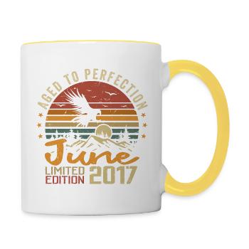 Vintage June 2017 June 2017 born in June 2017 Retro - Contrasting Mug - white/yellow - Right
