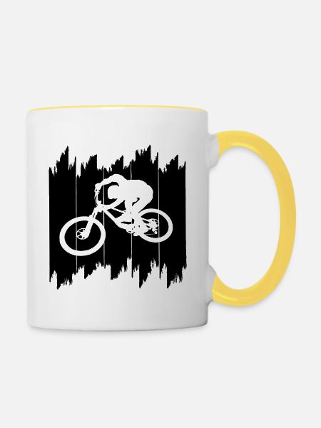 Biken - Tasse zweifarbig - Weiß/Gelb