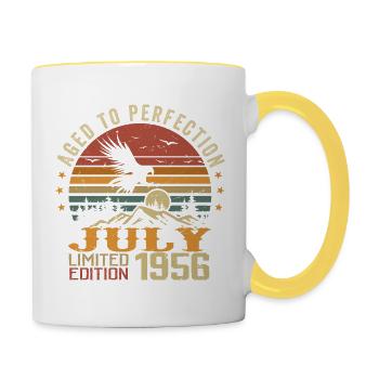 Millésime Juillet 1956 Anniversaire Juillet 1956 - Mug contrasté - blanc/jaune - Droite