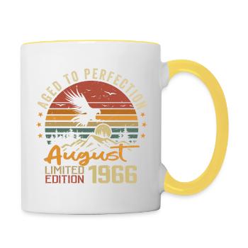 Millésime Août 1966 Cadeau Anniversaire Août 1966 - Mug contrasté - blanc/jaune - Droite