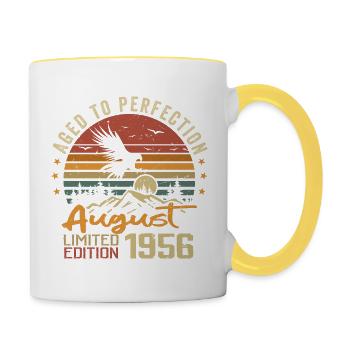 Millésime Août 1956 Cadeau Anniversaire Août 1956 - Mug contrasté - blanc/jaune - Droite
