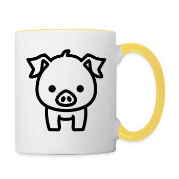 cochon - Mug contrasté - blanc/jaune - Droite