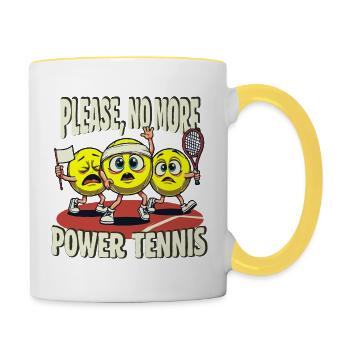 T-shirt Tennis Ball Power Tennis Funny - Tasse zweifarbig - Weiß/Gelb - Rechts