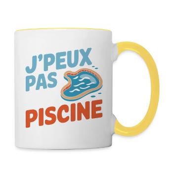 J'peux pas, j'ai piscine - Mug contrasté - blanc/jaune - Droite