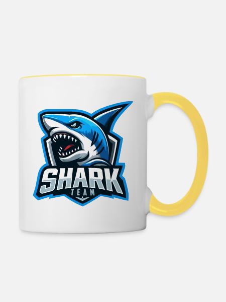 Hai-Team - Tasse zweifarbig - Weiß/Gelb