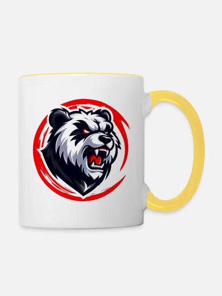 Wütender Panda - Tasse zweifarbig - Weiß/Gelb