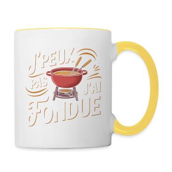 J'peux pas, j'ai fondue - Mug contrasté - blanc/jaune - Droite