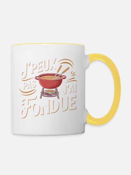 J'peux pas, j'ai fondue - Mug contrasté - blanc/jaune