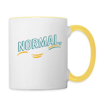 Avant j'étais normal, maintenant je suis papa - Mug contrasté - blanc/jaune - Droite