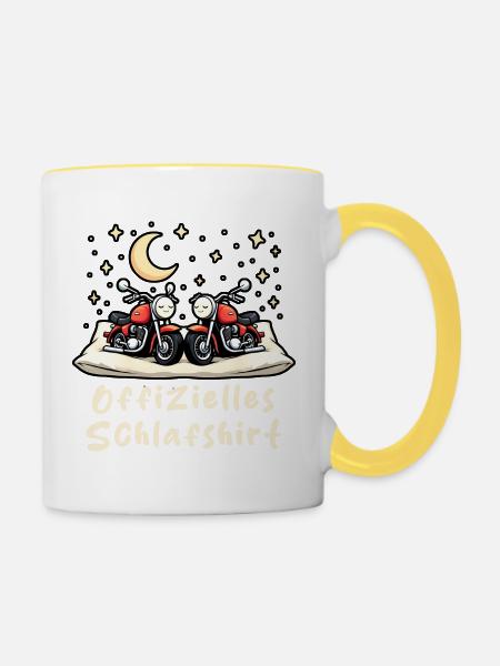 offizielles schlafshirt pärchen simson s51Moto - Tasse zweifarbig - Weiß/Gelb