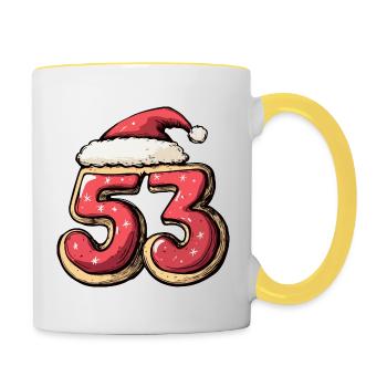 Biscuit de Noël à 53 chiffres - Mug contrasté - blanc/jaune - Droite