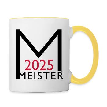 Meister 2025 Meisterschaft - Tasse zweifarbig - Weiß/Gelb - Rechts