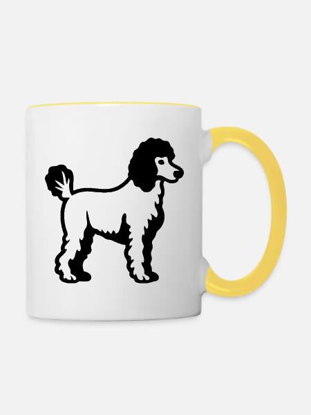 Poodle Hund - Tasse zweifarbig - Weiß/Gelb