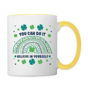 You can do it! Believe in yourself! - Tasse zweifarbig - Weiß/Gelb - Rechts