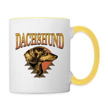 Dachshund – Vintage Dog Portrait - Contrasting Mug - white/yellow - Right