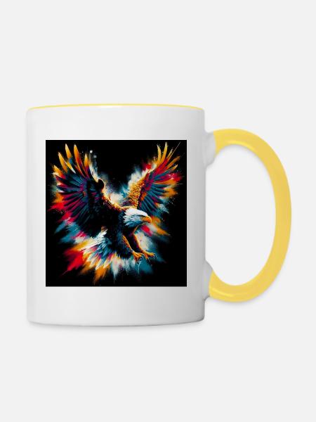 Adler - Tasse zweifarbig - Weiß/Gelb