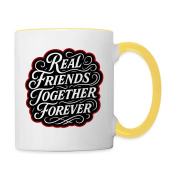 Echte Freunde Für Immer - Tasse zweifarbig - Weiß/Gelb - Rechts
