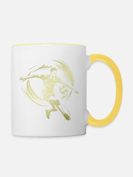Volleyball Silhouette - Tasse zweifarbig - Weiß/Gelb
