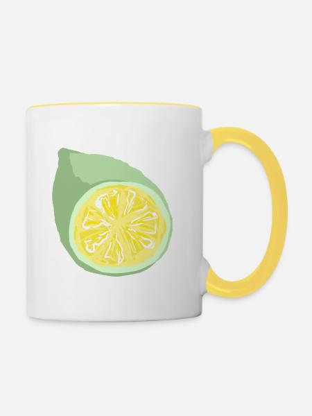 Zitrusscheibe Abstrakt - Tasse zweifarbig - Weiß/Gelb