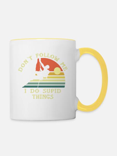 Ungewöhnliches Solarklettern - Tasse zweifarbig - Weiß/Gelb