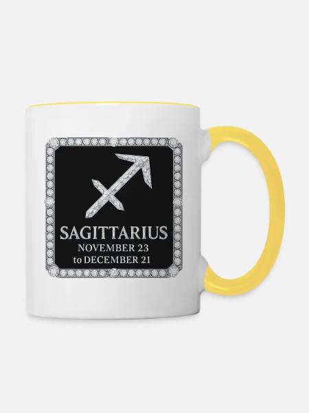 Sternzeichen Schütze - Tasse zweifarbig - Weiß/Gelb