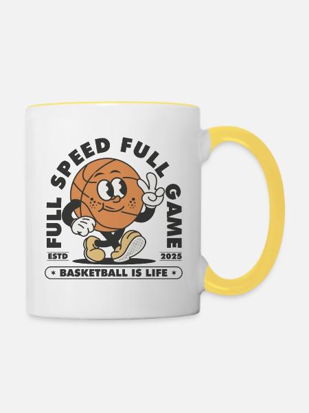 Basketball Basketballer - Tasse zweifarbig - Weiß/Gelb