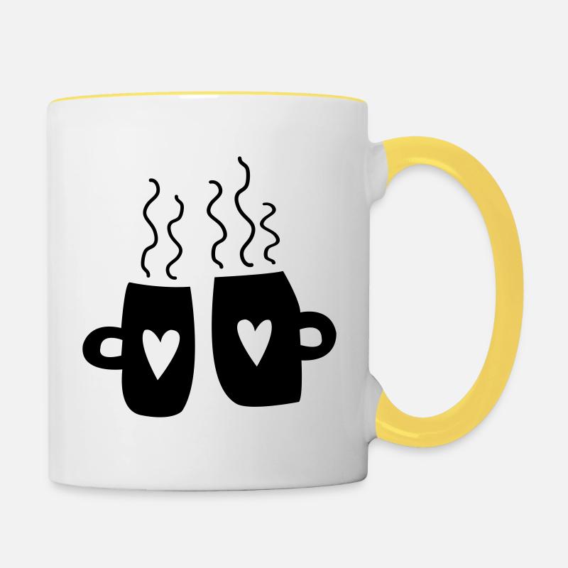 Fête de Noël des Coupes de Vin Chaud - Mug contrasté - blanc/jaune