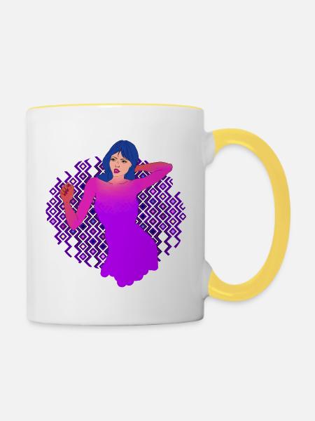 Tanzen - Tasse zweifarbig - Weiß/Gelb