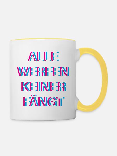 Hardtekk Tekk - Tasse zweifarbig - Weiß/Gelb