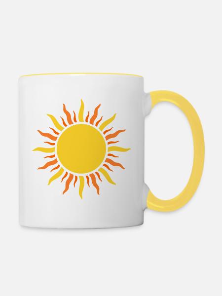Sonnenkraft Muster – Strahlendesign - Tasse zweifarbig - Weiß/Gelb