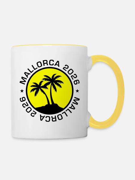 Mallorca 2026 - Tasse zweifarbig - Weiß/Gelb