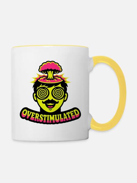 Overstimulated Neon Kopf - Tasse zweifarbig - Weiß/Gelb