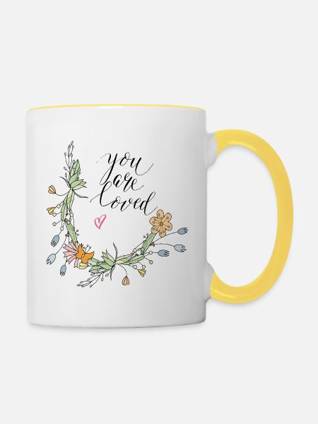 Blumenranke - Tasse zweifarbig - Weiß/Gelb