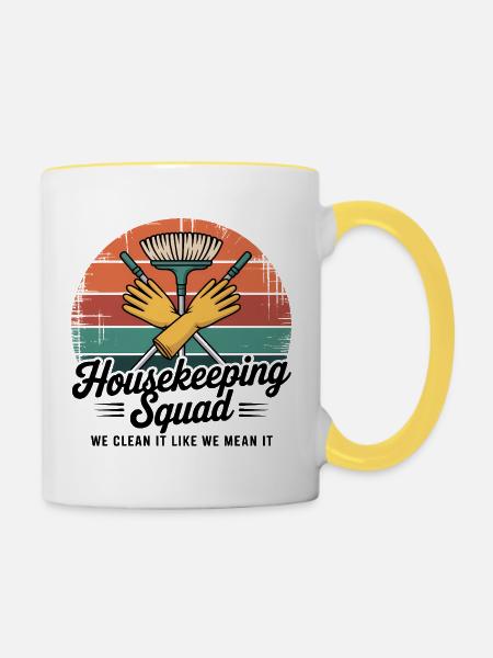 Lustiges Putzen Design - Tasse zweifarbig - Weiß/Gelb