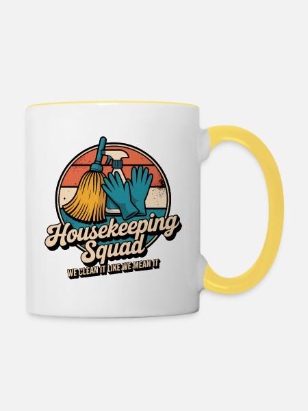 Lustiges Putzen Design - Tasse zweifarbig - Weiß/Gelb