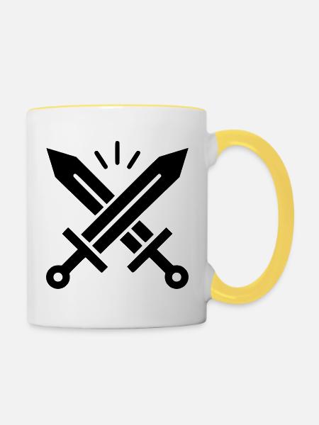 Gekreuzte Schwerter Wappen - Tasse zweifarbig - Weiß/Gelb