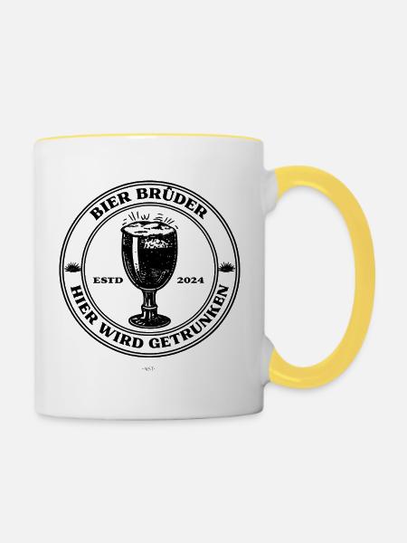 BierBrüder. Hier wird getrunken. - Tasse zweifarbig - Weiß/Gelb