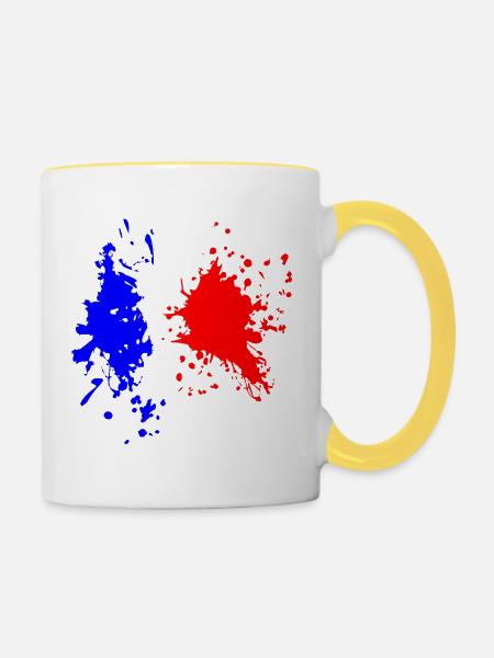 Frankreich Flagge Splash - Tasse zweifarbig - Weiß/Gelb