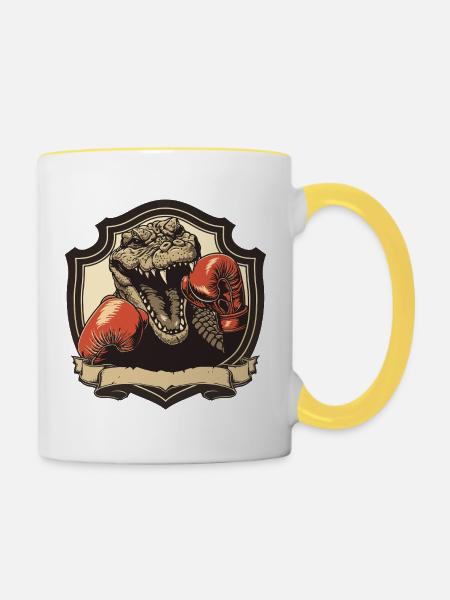 Alligator Boxer MMA - Tasse zweifarbig - Weiß/Gelb