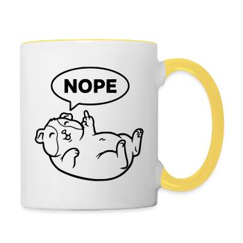 Meerschweinchen Mittelfinger Kontur - Tasse zweifarbig - Weiß/Gelb - Rechts