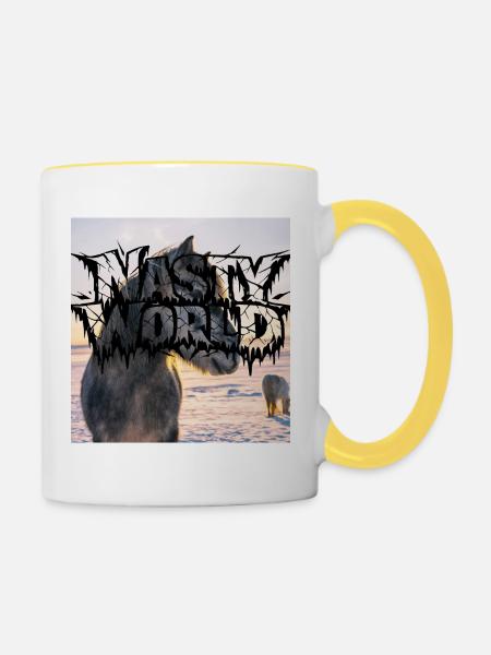 Dark Horse Silhouette Logo - Tasse zweifarbig - Weiß/Gelb