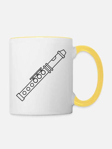 Flöte - Tasse zweifarbig - Weiß/Gelb